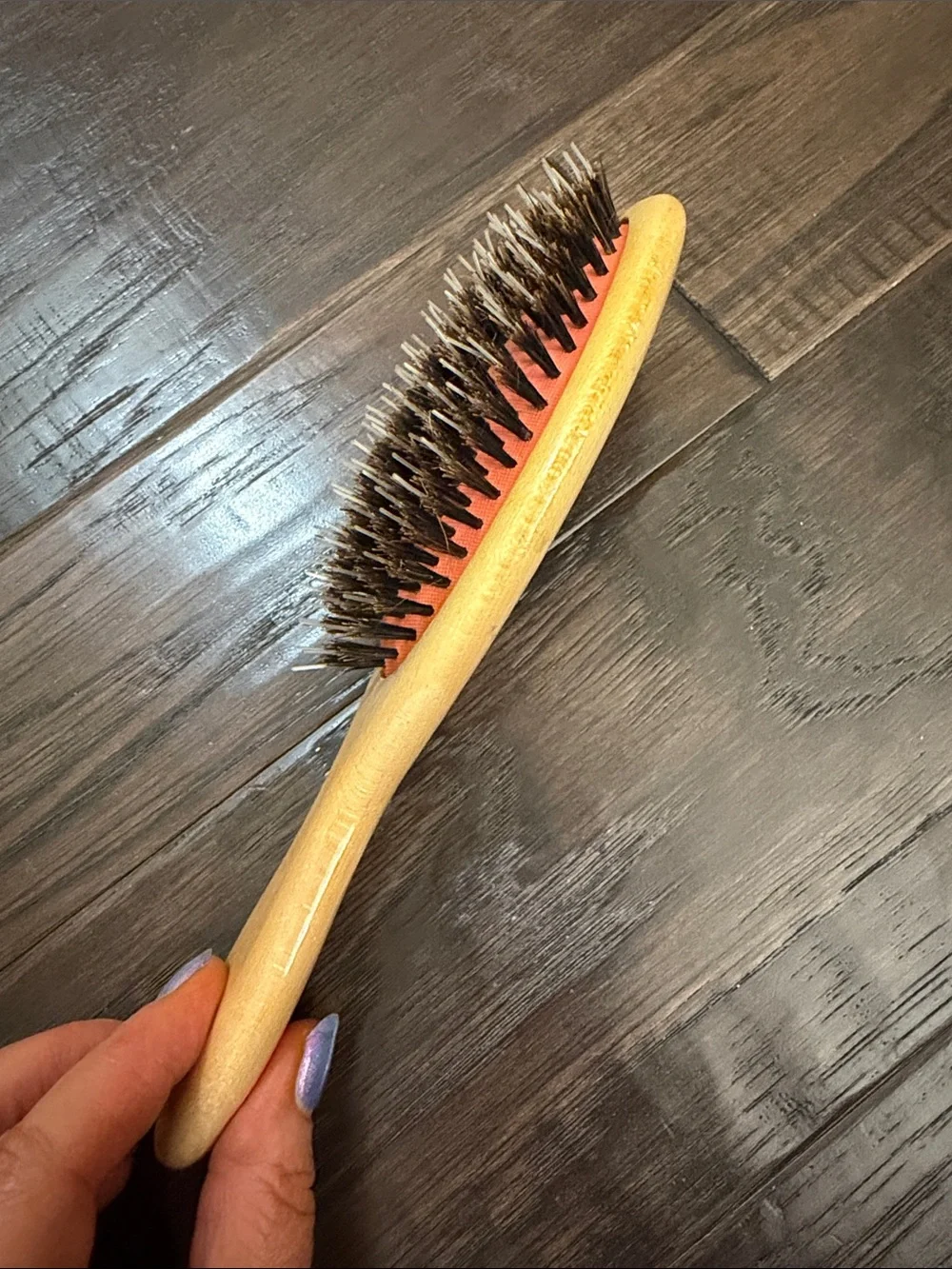 Natural Wood Boar Bristle Hair Brush – Red Cushion